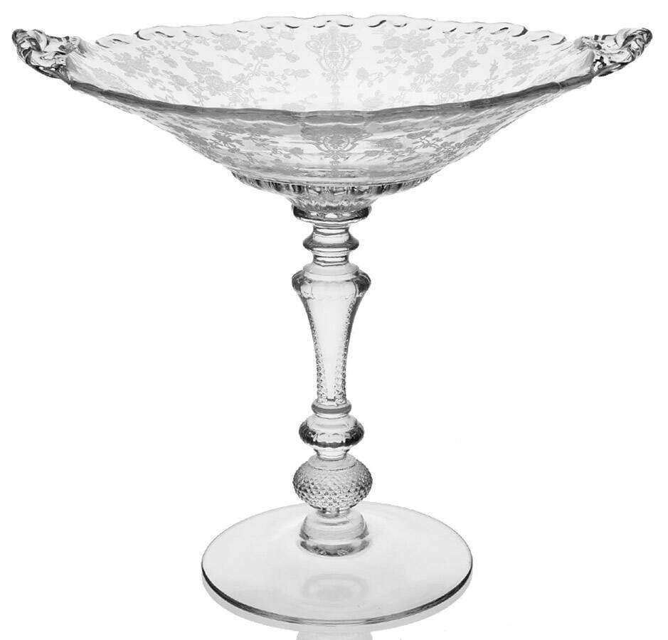 Rose Point Clear Tall Handled Comport (Height X Width) by Cambridge-1