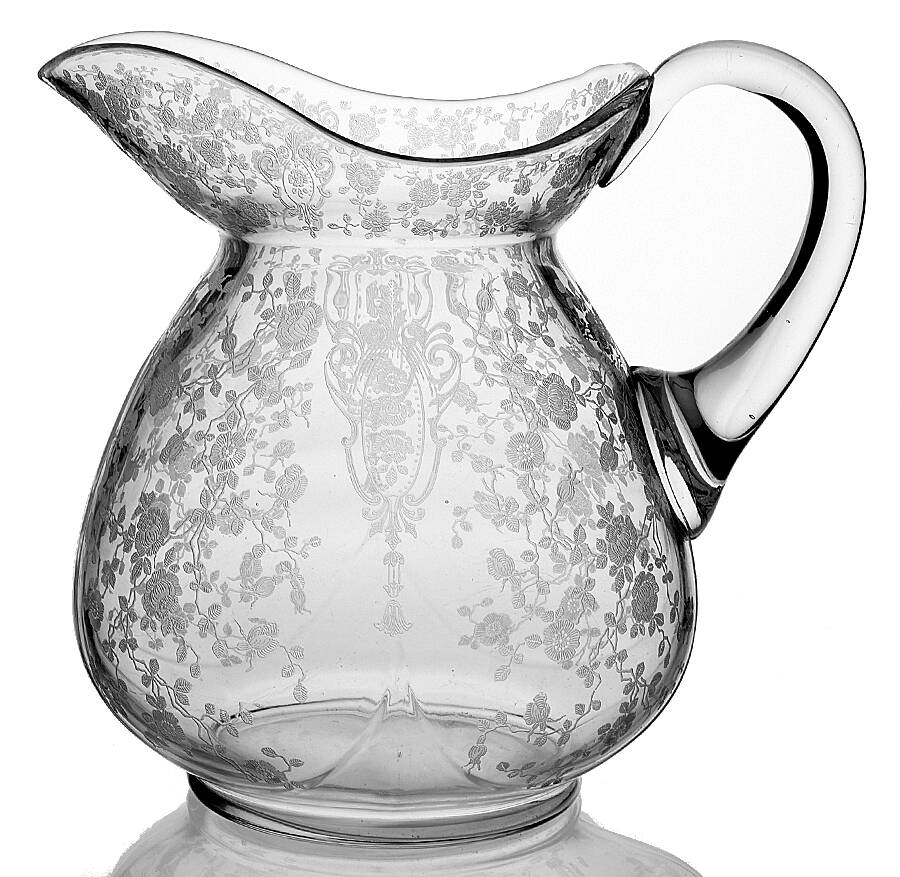 Rose Point Clear 76 Oz Doulton Pitcher with Modified Handle by Cambridge-1