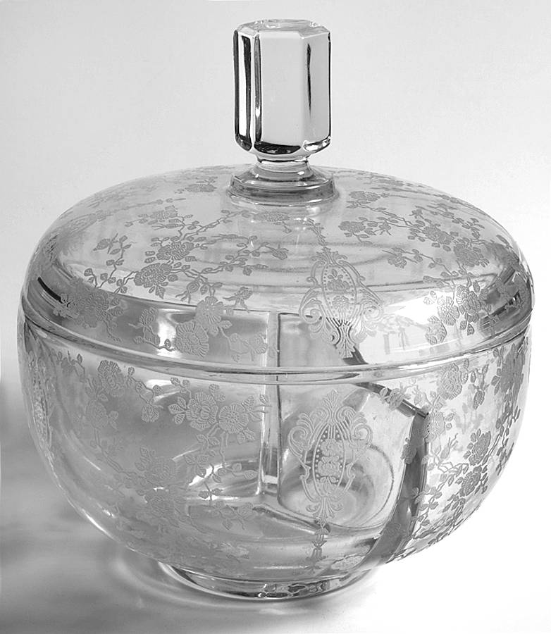 Rose Point Clear 3 Part Candy Dish & Lid by Cambridge-1