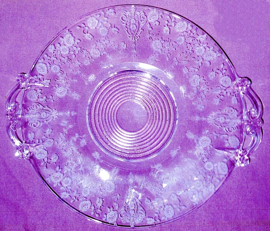 Rose Point Clear Small 2 Handled Plate by Cambridge-1