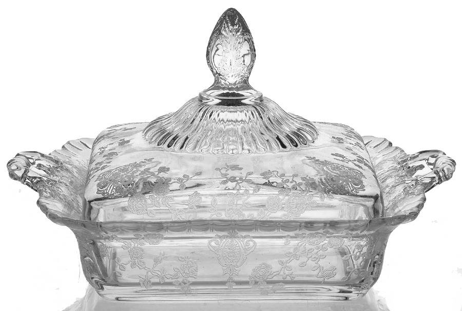 Rose Point Clear Honey Dish & Lid by Cambridge-1