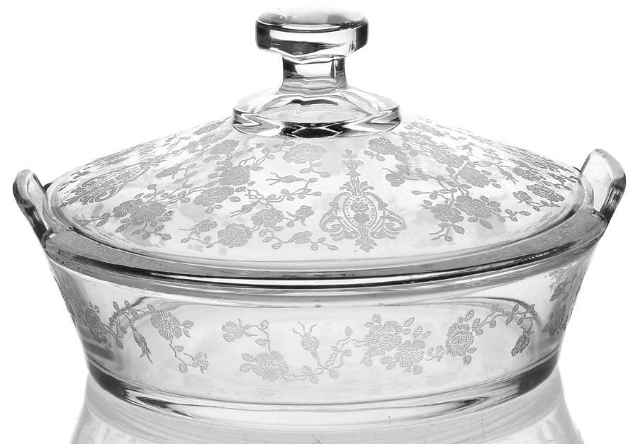 Rose Point Clear Round Covered Butter by Cambridge-1