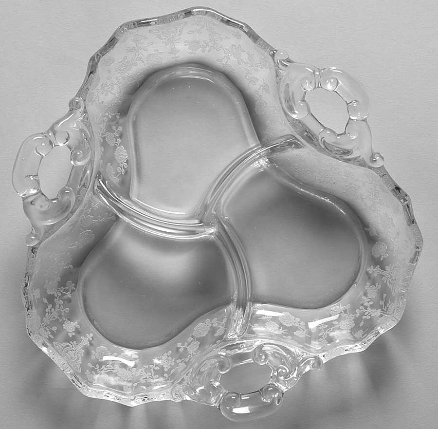 Rose Point Clear 3500/57 3 Part Candy/Relish by Cambridge-1