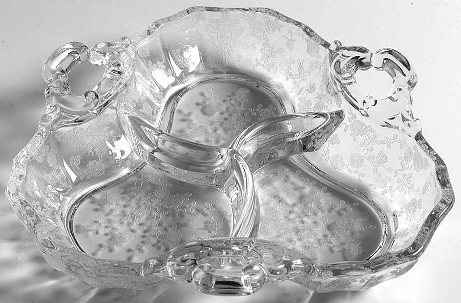 Rose Point Clear 3400/91 3 Part Candy/Relish by Cambridge-1