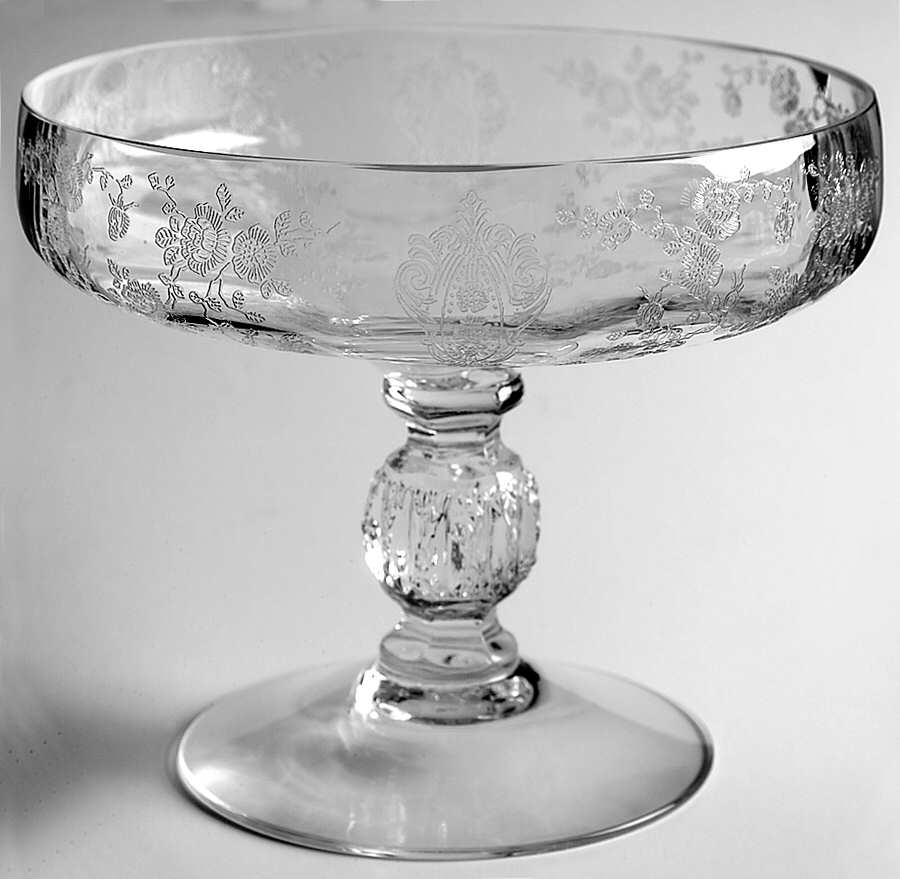 Rose Point Clear Footed Comport by Cambridge-1