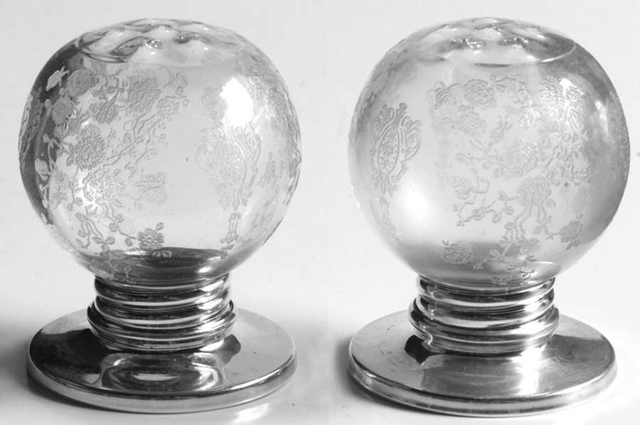 Rose Point Clear Shaker Set with Sterling Lid/Base by Cambridge-1