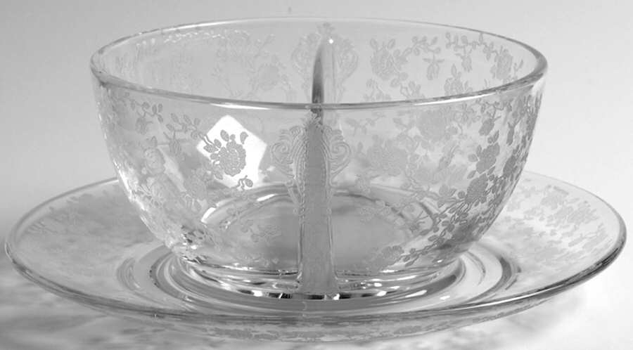 Rose Point Clear Salad Dressing Set-Twin/Bw&Und by Cambridge-1