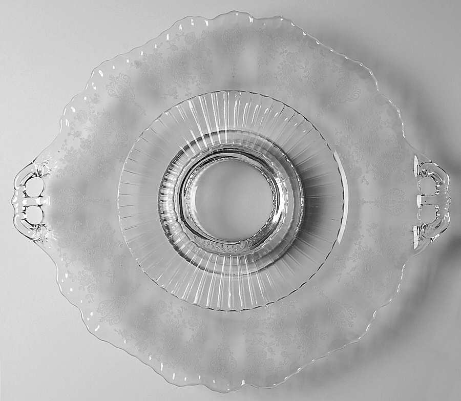 Rose Point Clear 13" Handled Footed Cake Plate by Cambridge-1