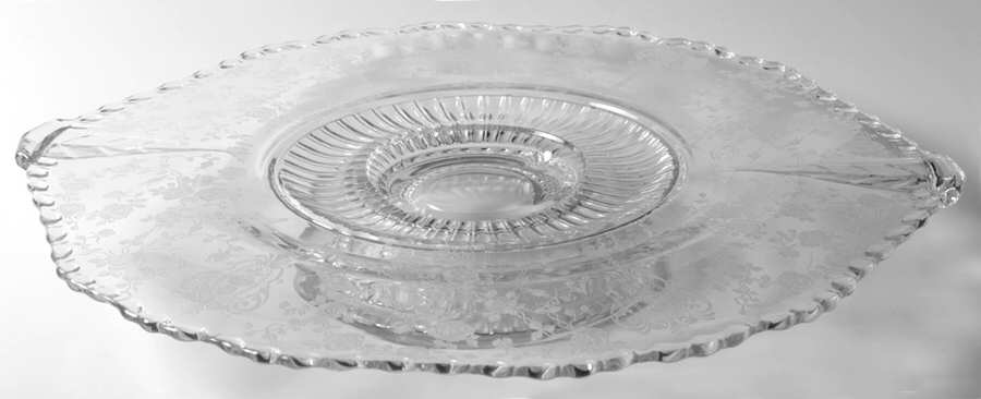 Rose Point Clear Handled Torte Plate (Shape 3500) by Cambridge-1