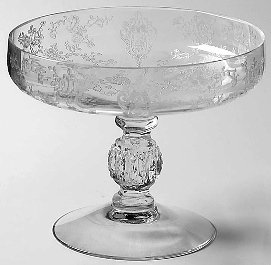 Rose Point Clear Low Footed Candy Box No Lid by Cambridge-1