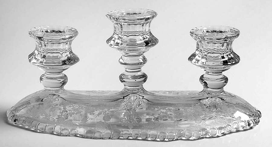 Rose Point Clear 3 Light Candlestick (3500/154) by Cambridge-1