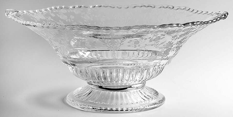 Rose Point Clear 12" Handled Footed Bowl by Cambridge-1