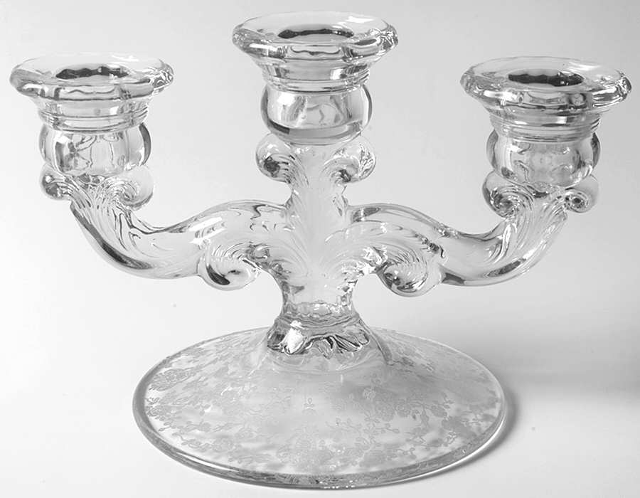 Rose Point Clear 3-Light Epergne by Cambridge-1