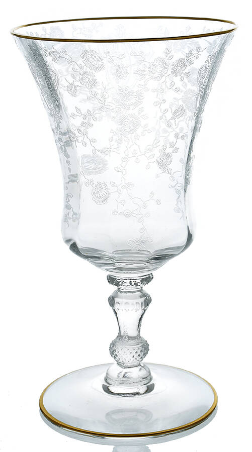 Rose Point Clear (Stem 3500, Gold Trim, Etched) 9 Oz Footed Tumbler by Cambridge-1