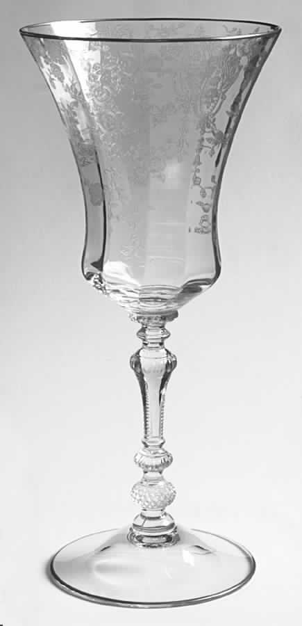 Rose Point Clear (Stem 3500, Gold Trim, Etched) Water Goblet by Cambridge-1