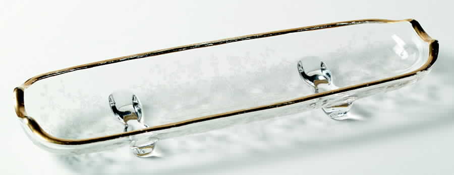 Rose Point Clear (Stem 3500, Gold Trim, Etched) Corn Holder by Cambridge-1