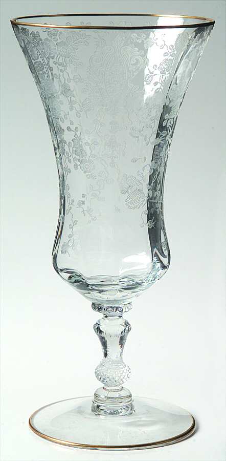 Rose Point Clear (Stem 3500, Gold Trim, Etched) Iced Tea by Cambridge-1
