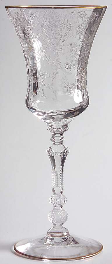 Rose Point Clear (Stem 3500, Gold Trim, Etched) Claret Wine by Cambridge-1