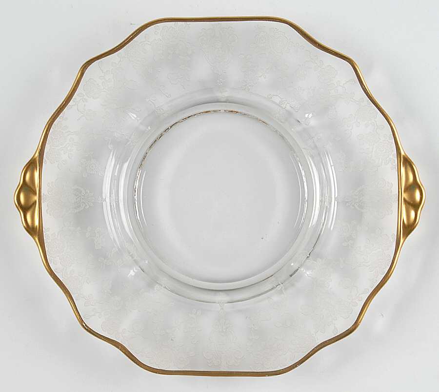 Rose Point Clear (Stem 3500, Gold Trim, Etched) Shape 3400 Mayonnaise Underplate by Cambridge-1