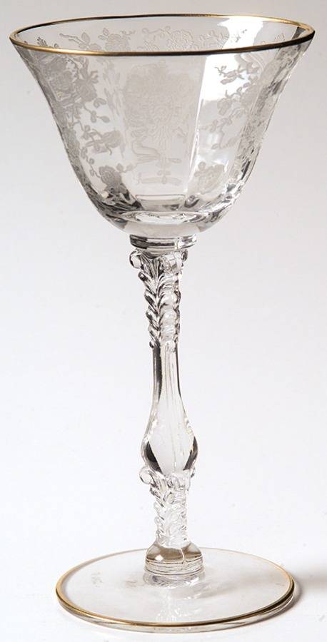 Rose Point Clear (Stem 3121, Gold Trim) Liquor Cocktail by Cambridge-1