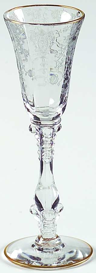 Rose Point Clear (Stem 3121, Gold Trim) Cordial Glass by Cambridge-1