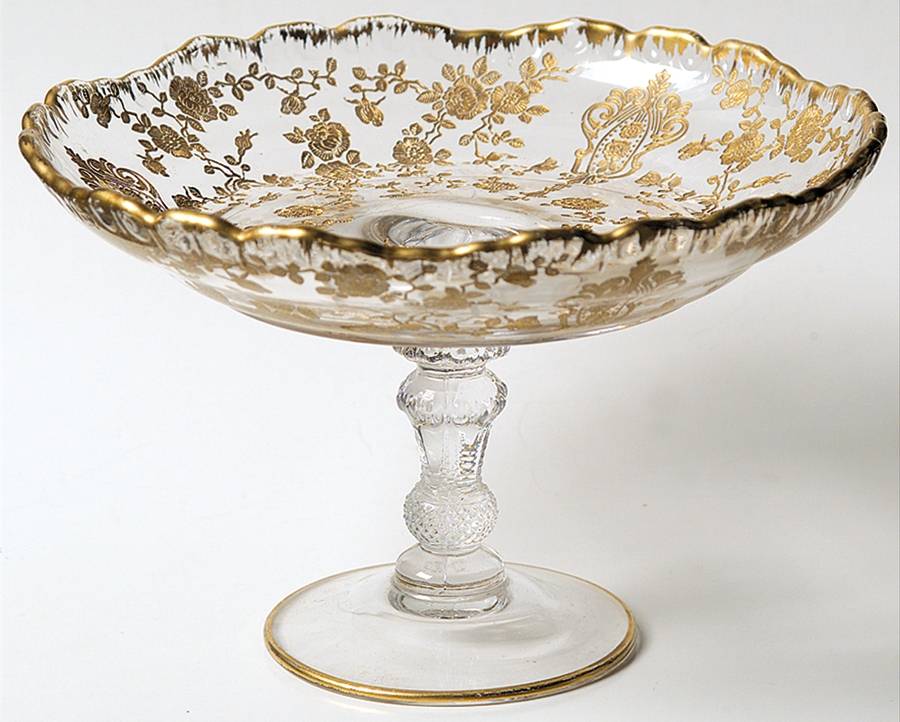 Rose Point Clear (Stem 3500, Gold Encrusted) Cheese Stand (Shape 3500) by Cambridge-1