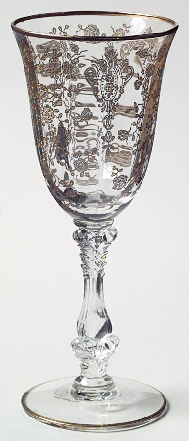 Rose Point Clear (Stem 3121, Gold Encrusted) Wine Glass by Cambridge-1