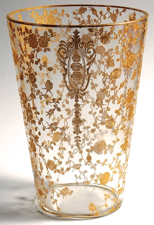 Rose Point Clear (Stem 3121, Gold Encrusted) Flip Flower Vase by Cambridge-1
