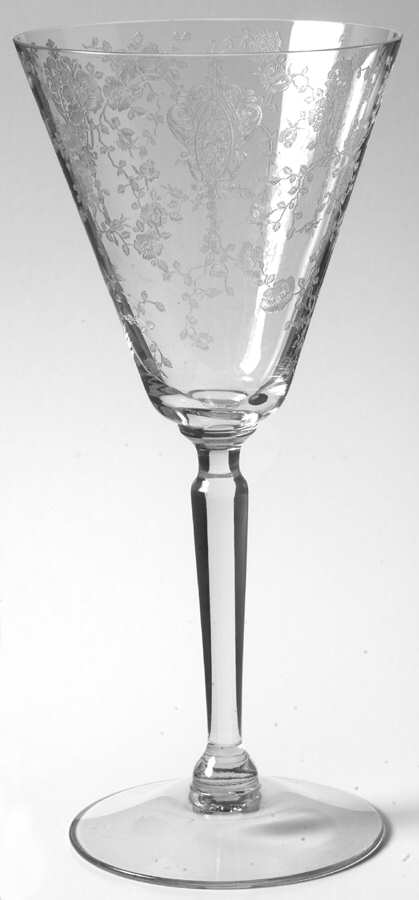 Rose Point Clear (Stem 3106) Water Goblet by Cambridge-1
