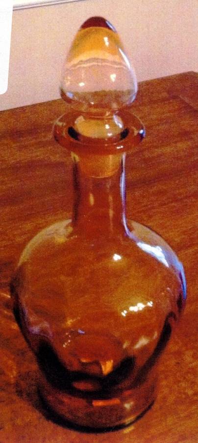 Round Amber Decanter & Stopper by Cambridge-1
