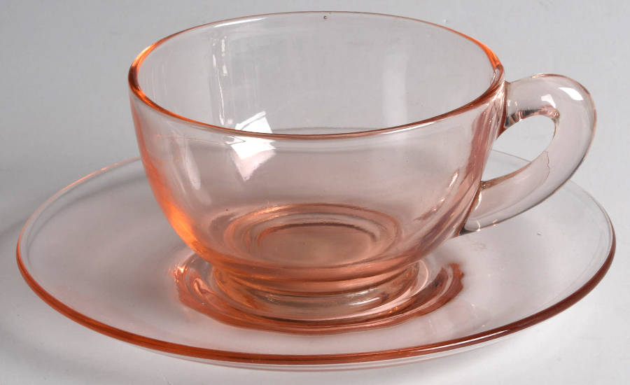 Round Pink Cup & Saucer Set by Cambridge-1