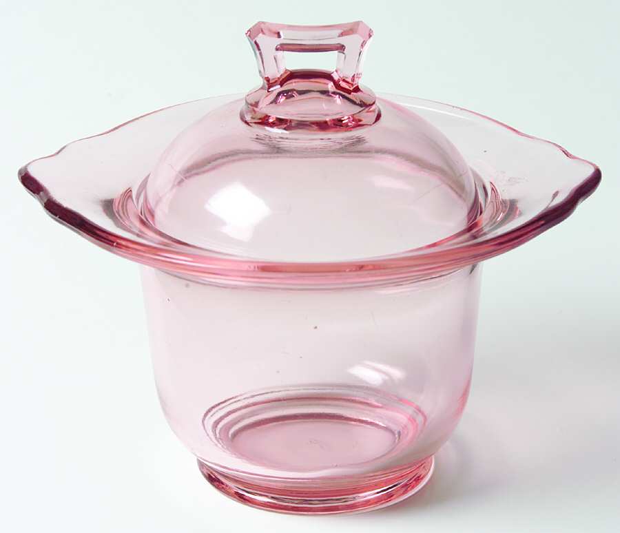 Round Pink Sugar Bowl & Lid by Cambridge-1
