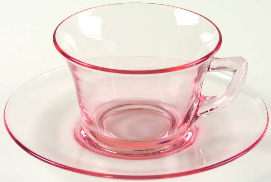 Round Pink Cup and Saucer Set by Cambridge-1
