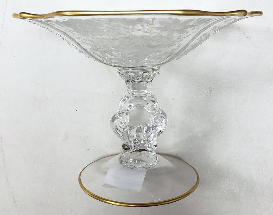 Wildflower (Stem 3121, Gold Encrusted) 3400/28 Comport (H X W) by Cambridge-1