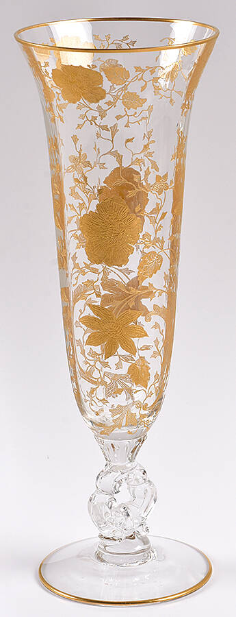 Wildflower (Stem 3121, Gold Encrusted) 12" Keyhole-Stem Footed Vase by Cambridge-1