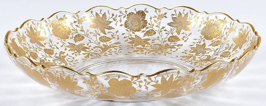 Wildflower (Stem 3121, Gold Encrusted) 13" Shallow Round Bowl by Cambridge-1