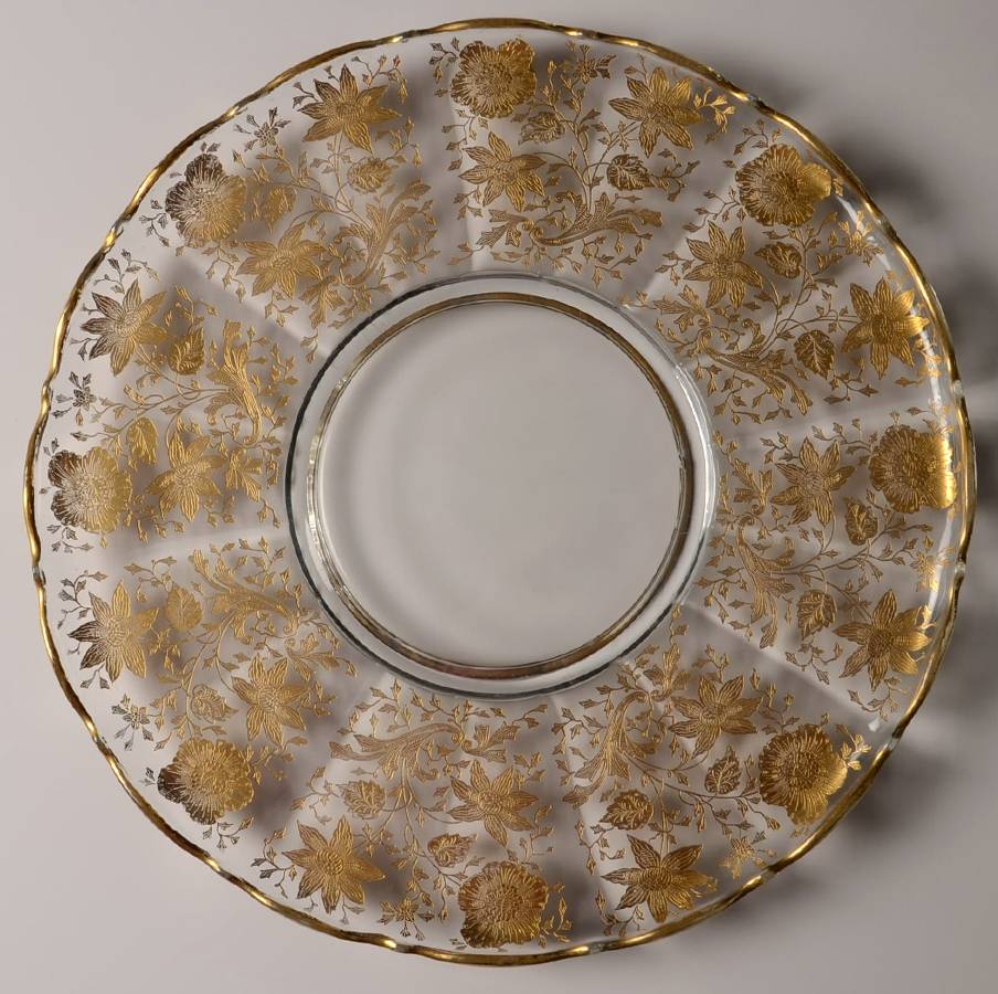 Wildflower (Stem 3121, Gold Encrusted) Large Rolled Edge Torte Plate by Cambridge-1