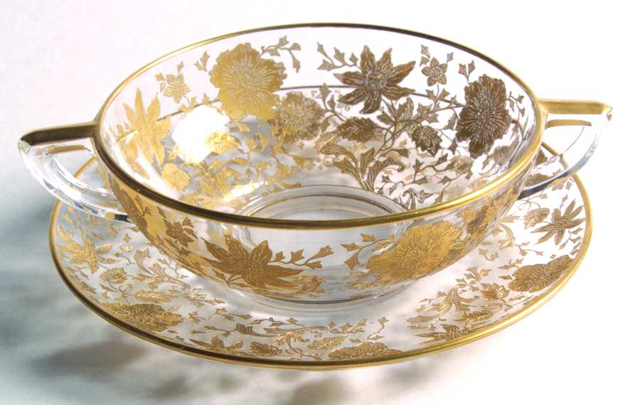 Wildflower (Stem 3121, Gold Encrusted) Cream Soup & Saucer Set by Cambridge-1