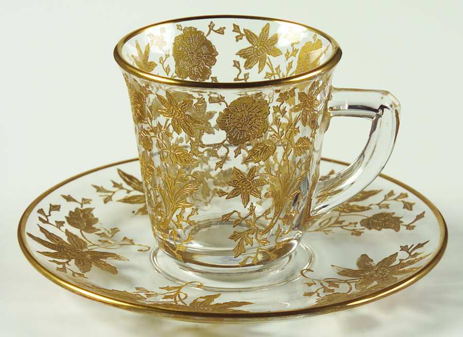 Wildflower (Stem 3121, Gold Encrusted) Demitasse Cup & Saucer Set by Cambridge-1