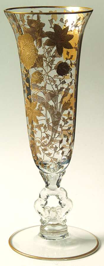 Wildflower (Stem 3121, Gold Encrusted) 9" Keyhole-Stem Footed Vase by Cambridge-1
