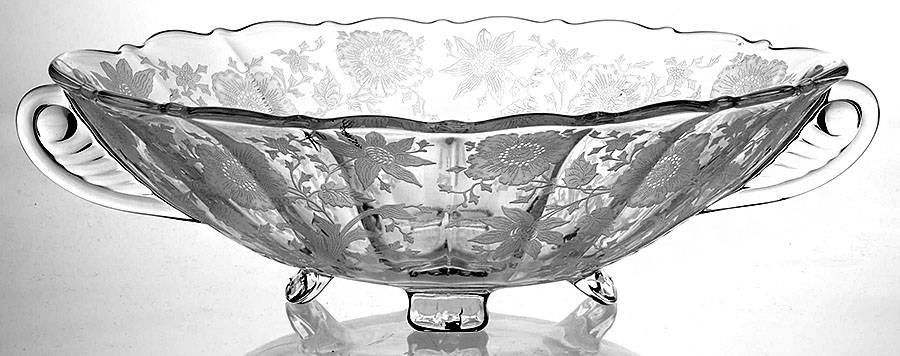 Wildflower Clear 12" Oval 4-Toed Handled Bowl by Cambridge-1