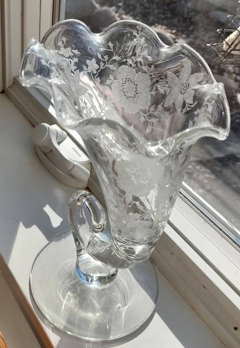 Wildflower Clear 9" Cornucopia Vase by Cambridge-1