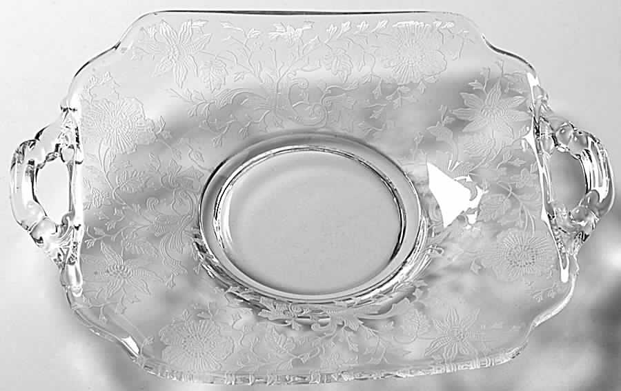 Wildflower Clear 3400/1181 Handled Bon Bon Plate by Cambridge-1
