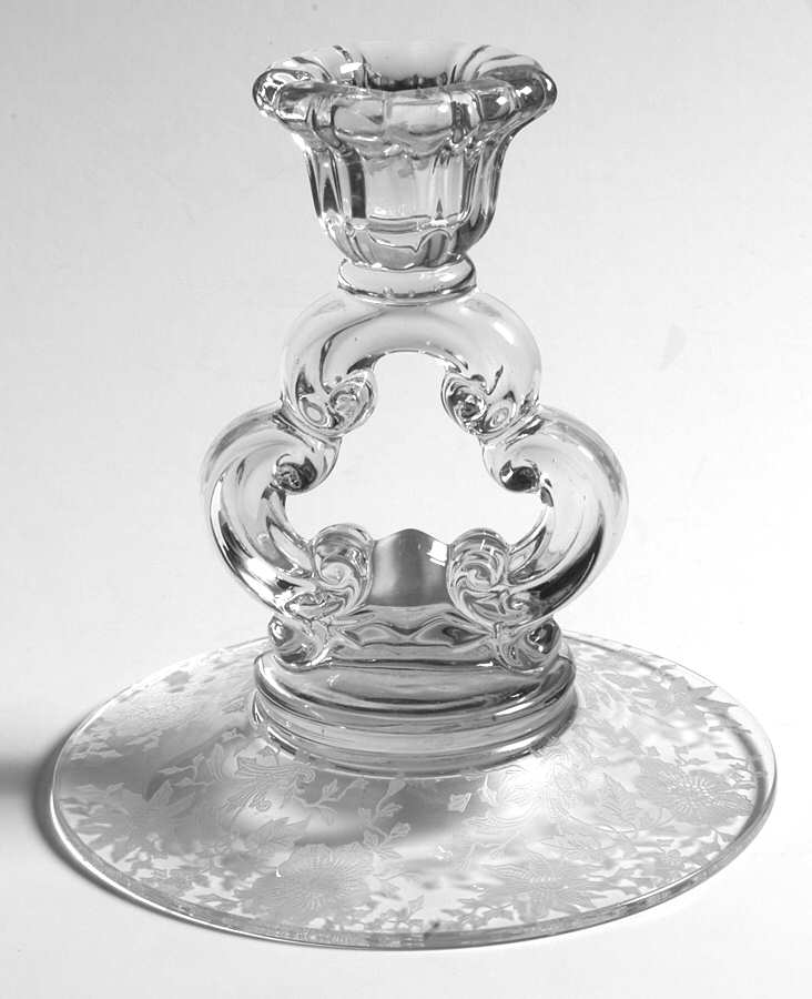 Wildflower Clear 5" KeyHole Candlestick w/Round Base by Cambridge-1
