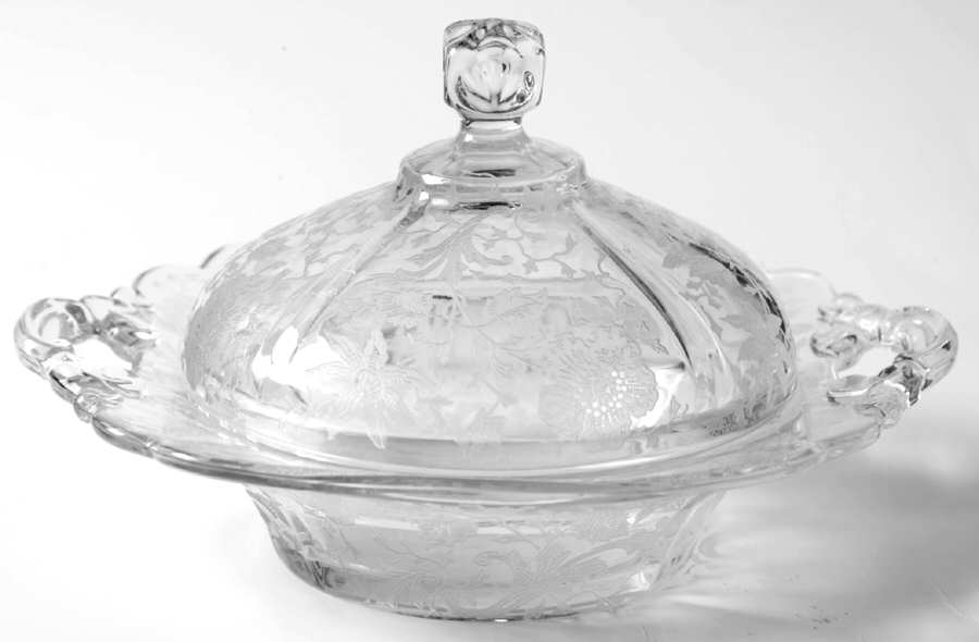 Wildflower Clear 3400 Round Butter & Lid w/Square Knob by Cambridge-1