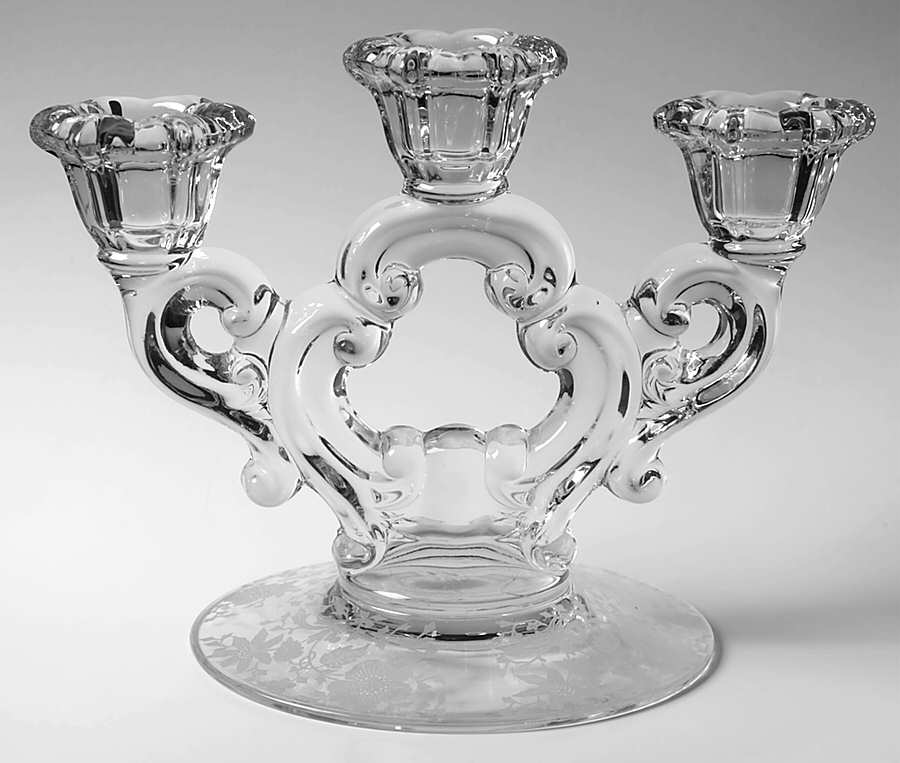 Wildflower Clear 3 Light Candlestick (3400/638) by Cambridge-1