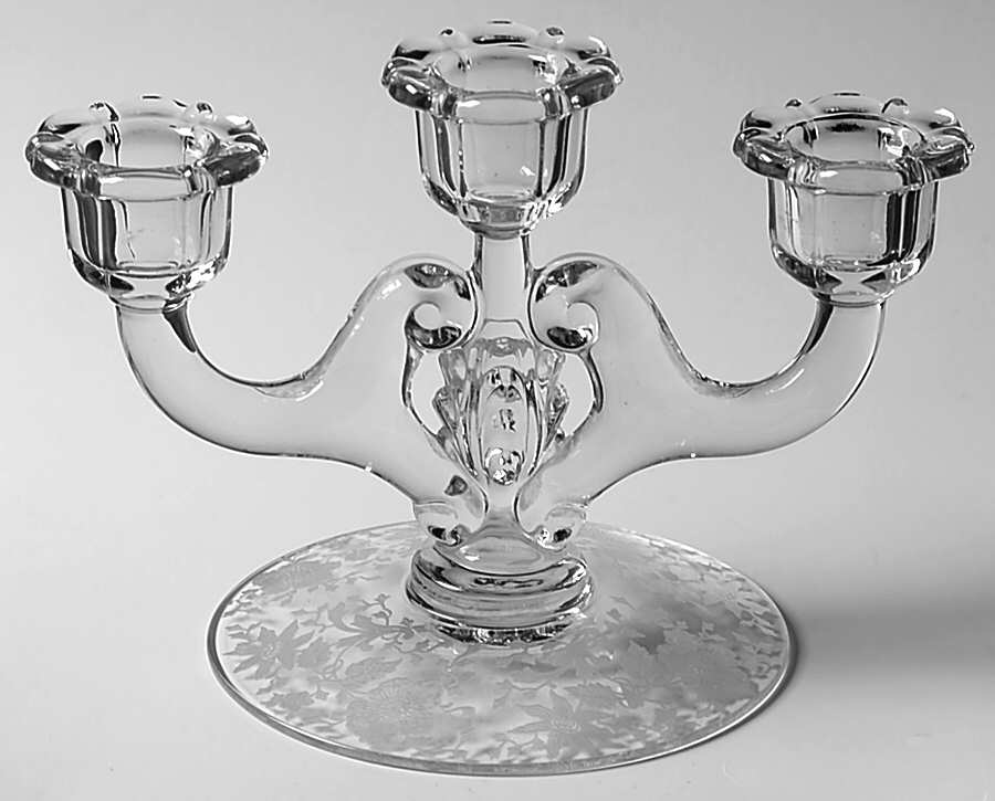 Wildflower Clear 6" Three Light Candlestick by Cambridge-1