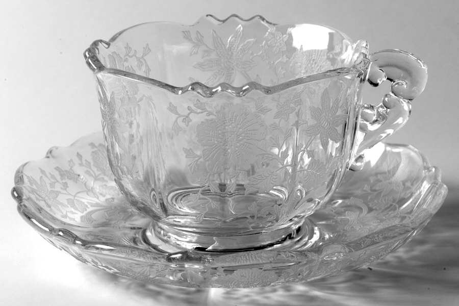 Wildflower Clear Cup & Saucer Set by Cambridge-1