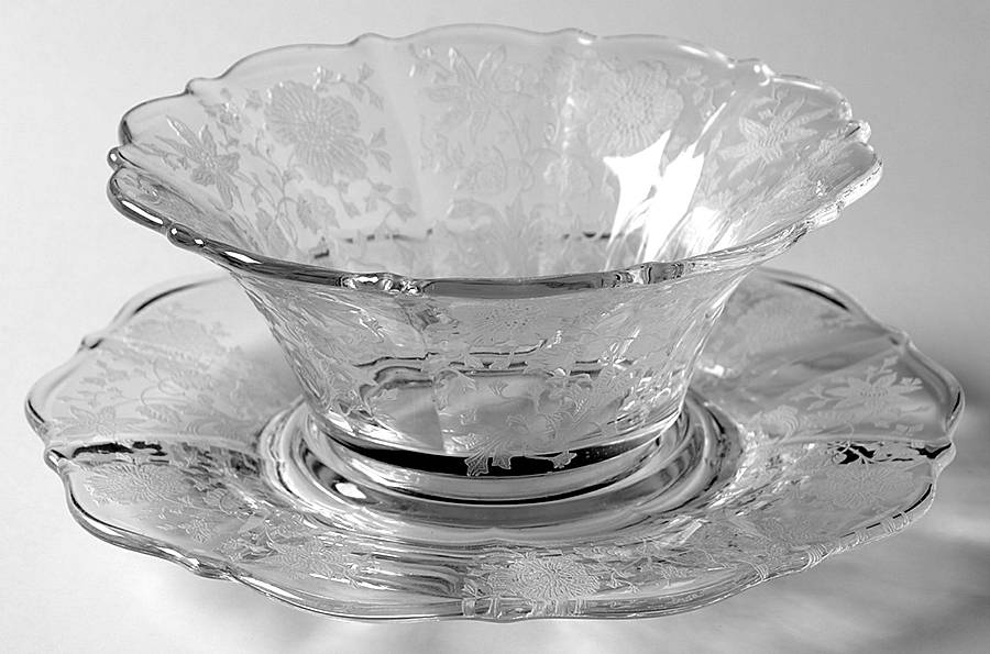 Wildflower Clear Mayonnaise Bowl and Underplate by Cambridge-1
