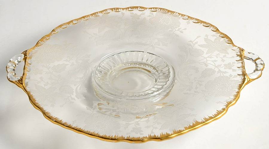 Wildflower Clear (Gold Trim, Stem 3121) 8" Footed Plate by Cambridge-1